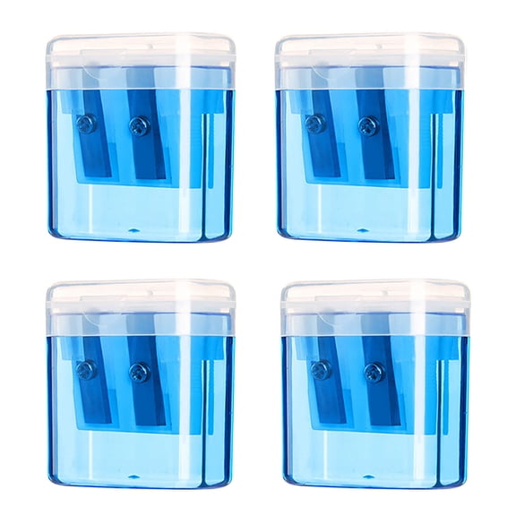 Gallickan Pencil Sharpener, Transparent Tool, 4 Pack Set, Ergonomic Design For Office, Home, Classroom, Blue
