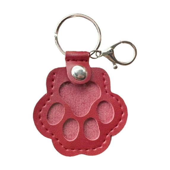 Gallickan Pet Hair Keychain, Leather Paw Storage Design, Keepsake for Pet Lovers, Unique Memorial Gift, Keyring for Bag Purse, Hair Holder Accessory, Red