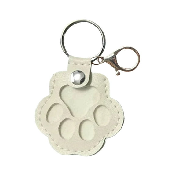 Gallickan Pet Hair Keychain, Leather Paw Storage Design, Keepsake for Pet Lovers, Unique Memorial Gift, Keyring for Bag Purse, Hair Holder Accessory, White