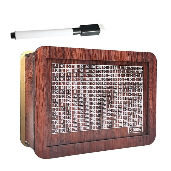 Gallickan Piggy Bank for Adults Kids, Wooden Coin Bank for Boys and Girls, Cash Vault Money Box $5000 Challenge Money Box with Money Target and Numbers, 5000