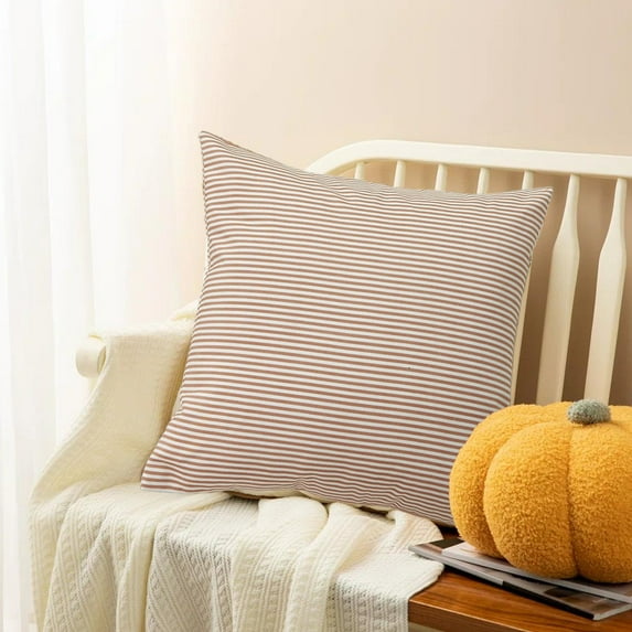 Gallickan Plaid Pillow Cover, 18x18in Fall Throw Cushion Case, Autumn Sofa Decor for Porch, Thanksgiving Home Accent Orange, D