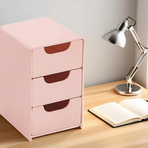 Gallickan Plastic Drawer Organizer, Stackable Storage Box with Sliding Drawers, for Office, Kitchen, Bedroom and Bathroom, Pink