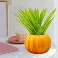 thumbnail image 1 of Gallickan Plastic Flower Pot, Pumpkin Shape Decorative Planter with Two Halves, Festive Garden Vase for Indoor and Outdoor Plants, Yellow, 1 of 6