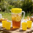 thumbnail image 1 of Gallickan Plastic Water Pitcher 5L, Fruit Infuser Pitcher with Lid and Handle, Iced Tea Pitcher for Juice Beverage Lemonade, Kitchen Jug for Fridge With 5 Cups, 1 of 9
