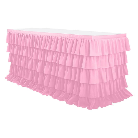 Gallickan Pleated Tablecloth 5-Layer, Ruffle Party Table Cover, Fits 6 Foot Table, For Various Shape Tables, B