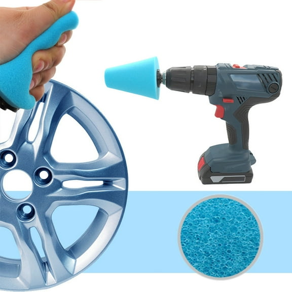 Gallickan Polishing Foam Sponge, Polishing Wheel Cleaning Tools, Car Wheel Sponge for Drills, Car Wheel Care, Metal, Plastic, Ceramic and Glass, Blue