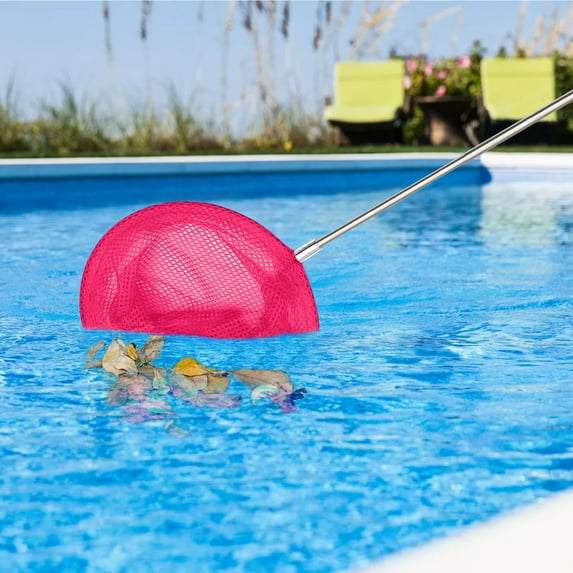 Gallickan Pool Skimmer Net, Fishing Rod with Handle for Leaves Debris Cleaning, Pond Bathtub Tool, Easy Grip for Swimming Maintenance, Pink