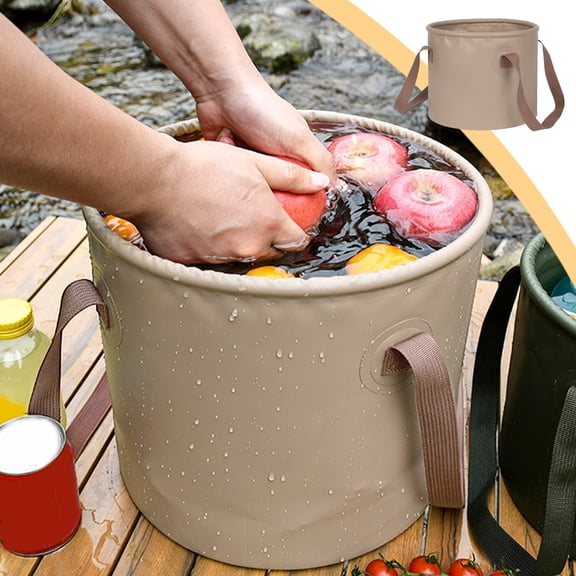 Gallickan Portable 10L Folding Water Bucket, Leak-Proof Collapsible Tub for Cam Hiking Fishing Gardening, Yellow