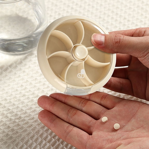 Gallickan Portable Pill Organizer, Mini Travel Weekly Medicine Box, 7-Compartments Pill Case, Compact Daily Pill Case, Household Storage Container, White