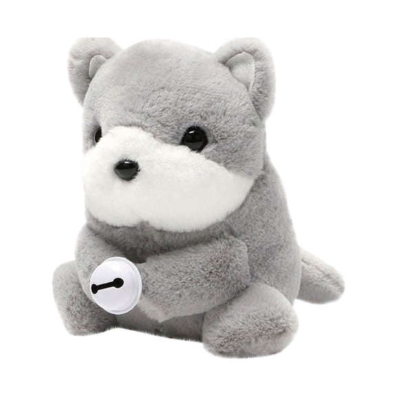 Gallickan Pull String Plush Bear, Wind-up Clockwork Animal Wagging Tail Rotating Interactive Toys Pullback Stuffed Animal Gifts for Baby Kids, Bear