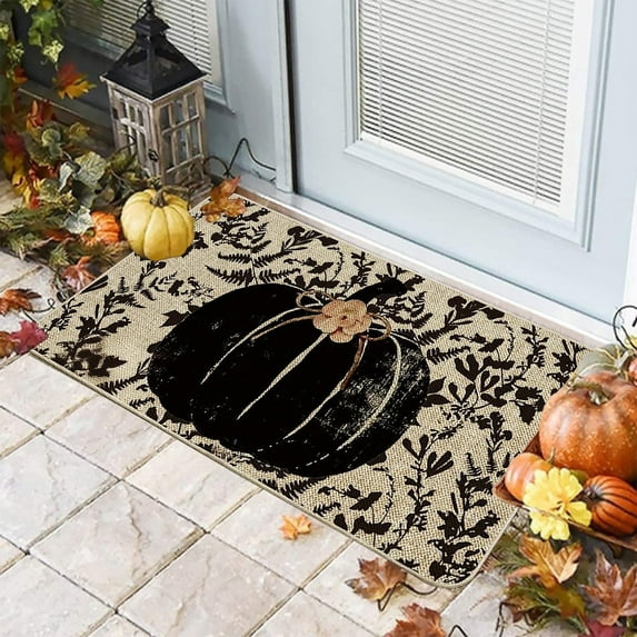 Gallickan Pumpkin Floor Mat, Anti-Slip Entrance Bathroom Rug 15x24 Inch, Holiday Non-Skid Surface, Fall Decor Mat for Door Home Safety, C