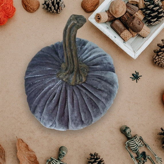 Gallickan Pumpkin Pillow, 7.8" Halloween Pumpkin Throw Pillow Fall Pillow Thanksgiving Cushion Pumpkin Shaped Throw for Halloween Pillow Bedroom Sofa Couch Fall Decor, Dark Blue