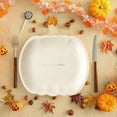 thumbnail image 1 of Gallickan Pumpkin Tray, Disposable Paper Plates Set for Halloween Dinner Party, 10 Pack Tableware, Hot Stamping, Fall Festival Supplies, Beige, 1 of 6