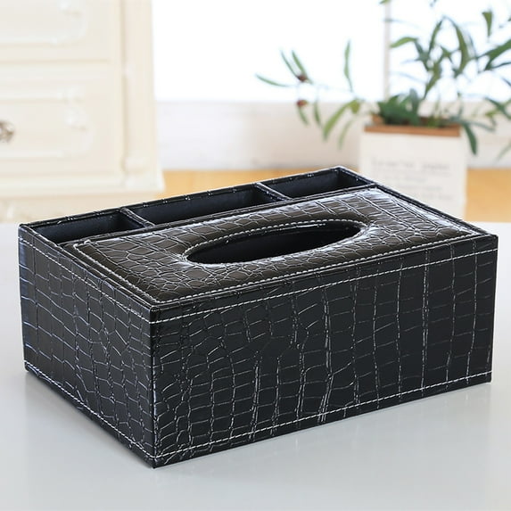 Gallickan Remote Control Holder, Multifunctional Cardboard Box Organizer for Paper Napkins Household Items, Storage Box for Electronics Living Room Decor, Black