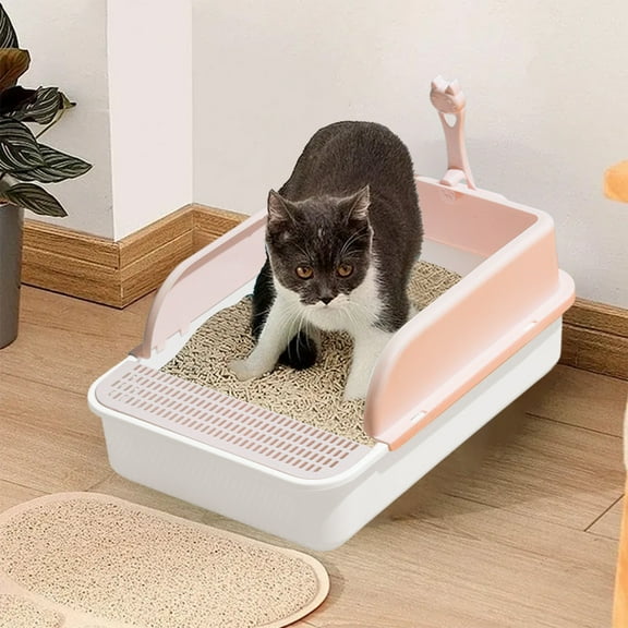 Gallickan Removable Top Litter Box, Extra Large Cat Pan With Splash Proof Design High Sided Enclosed Toilet For Adult Cats, Pink