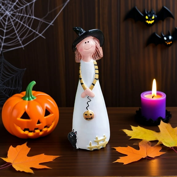 Gallickan Resin Figurine Decor, Witch Statue Handcrafted Collectible Sculpture Tabletop Centerpiece for Mantel Shelf Display, C
