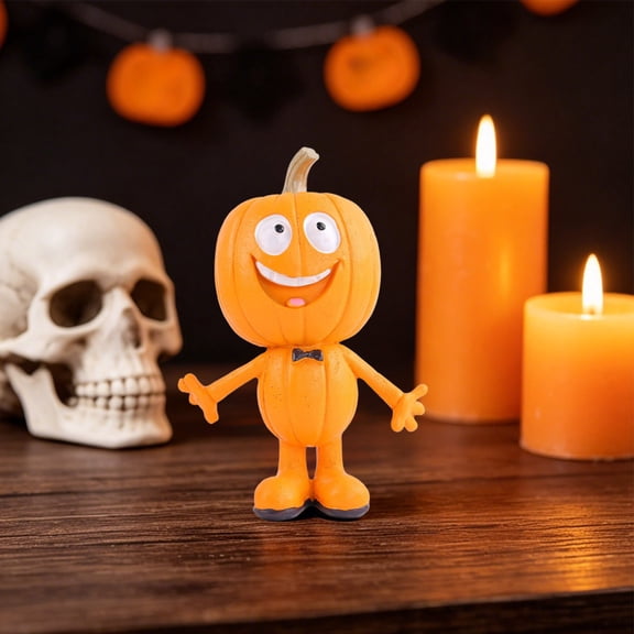 Gallickan Resin Halloween Pumpkin Standing Figurine, Spooky Yard Party Tabletop Decor Ornament