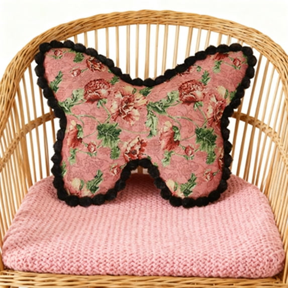 Gallickan Retro Butterfly Pillow, Unique Shape Throw Pillow, Decorative Cushion with Filling, Bohemian Home Decor, Accent Pillow for Living Room, Bed, Sofa, Pink