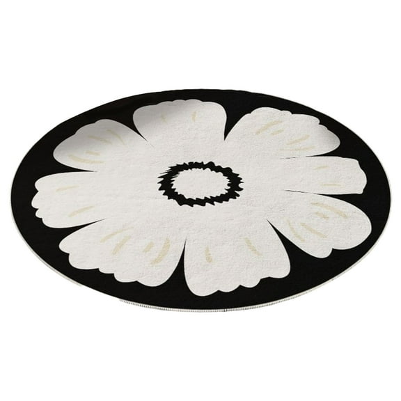 Elainilye Round Rug for Bedroom, 31.5" Circle Cute Area Rug with Floral Plant Washable Throw Rugs Non-Slip Soft Floor Mats for Entryway Laundry Living Room Kid‘s Room Nursery, C