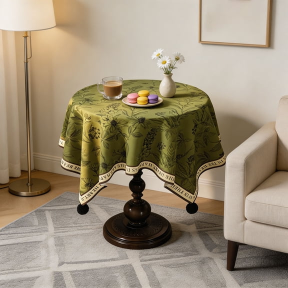 Gallickan Round Tablecloth, Coffee Table Cover, Desktop Decor for Bedroom Living Room, Stain Proof Polyester, Mint Green