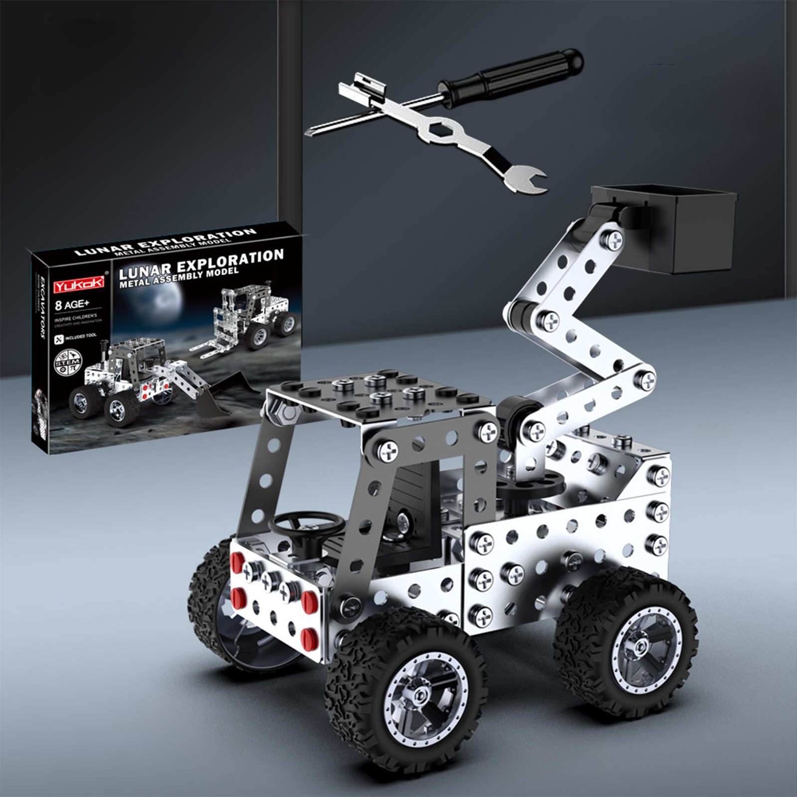 Gallickan STEM Toys for Boys Age 8-12, Loader Building Toys Stem Activities Projects Boy Toys Age 4-8 5-7 6-8 8-10 Birthday Christmas Gift, Silver
