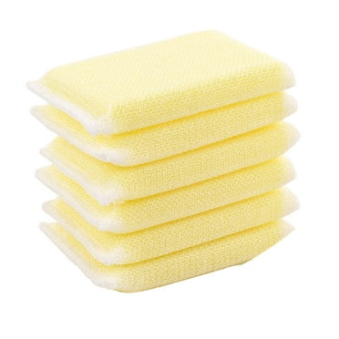 Gallickan Scrub Sponges for Kitchen, 6 Pack Non-Scratch Microfiber Sponge Along with Heavy Duty Scouring Power - Effortless Cleaning of Dishes, Pots and Pans, Yellow