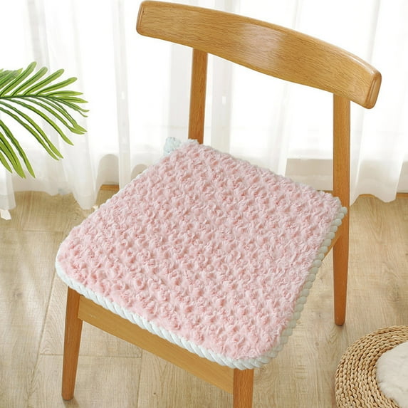 Gallickan Seat Cushion, Plush Chair Cushion for Winter, Soft Rose Office Chair Pad, Non-Slip 18 x 17 Inch Comfort Cushion for Office Chair, Car, Home, Pink