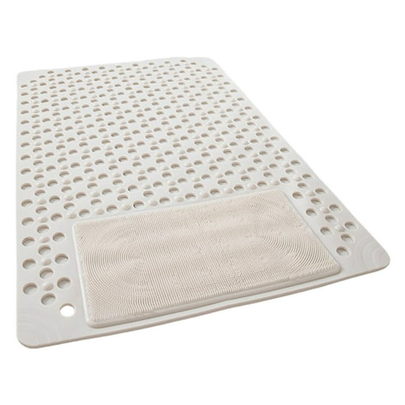 Gallickan Shower Floor Mat, Non Slip Bathroom Carpet, Quick Dry Drainage Plastic Pad, Bathtub Safety Mat 16x24 Inch, White