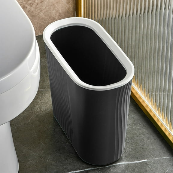 Gallickan Small Trash Can, 2.8 Gallon Slim Garbage Can Plastic Waste Basket Container Bin for Narrow Spaces Bathroom, Bedroom, Kitchen, Office, Home, Black