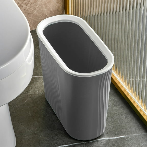 Gallickan Small Trash Can, 2.8 Gallon Slim Garbage Can Plastic Waste Basket Container Bin for Narrow Spaces Bathroom, Bedroom, Kitchen, Office, Home, Gray