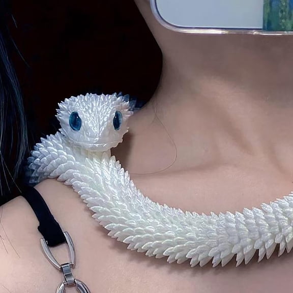 Gallickan Snake Model Toys, Realistic 3D Printed Snake Figurine, Articulated Snake Toys, Jointed Reptile Decorative Collectible for Desk Display and Shelf Decor, White