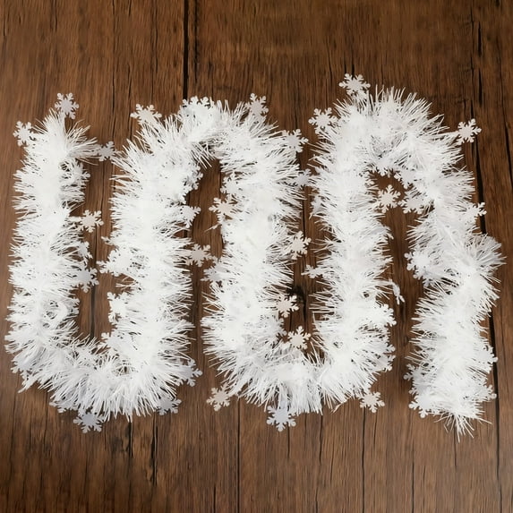 Gallickan Snowflake Garland, Metallic Twists Christmas Garland, Glittering Winter Wreath Decor, 78 Inch White Snow Decor, for Indoor Outdoor Christmas Decoration, White