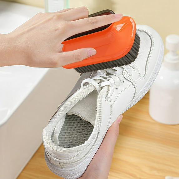 Gallickan Soft Bristle Shoe Brush, Multi-Purpose Clothes Cleaning Scrubber Tool, Gentle Household Applicator for Leather Footwear Polishing, Orange