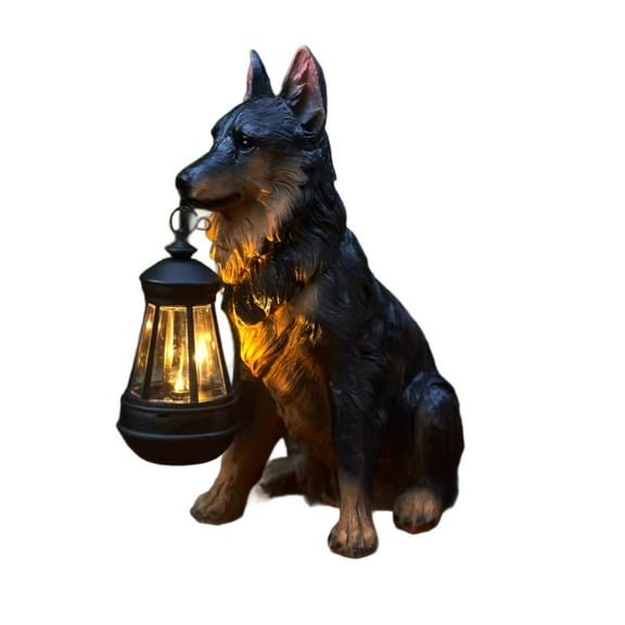 Gallickan Solar Hanging Light, Realistic Puppy Dog Outdoor Lantern Decor, Garden Patio Hanging Ornament with Sensor, Black