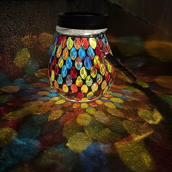 Gallickan Solar Lanterns Outdoor Hanging Lights, Solar Table Lamps & Color Stripes Glass Lights, Solar Night Lights for Garden,Patio,Pathway & Yard Decor, Red