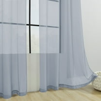 Gallickan Solid Sheer Curtains, Polyester Semi Shade Window Drapes 84 Inch, Rod Pocket Living Room Decorative Panel, Gray