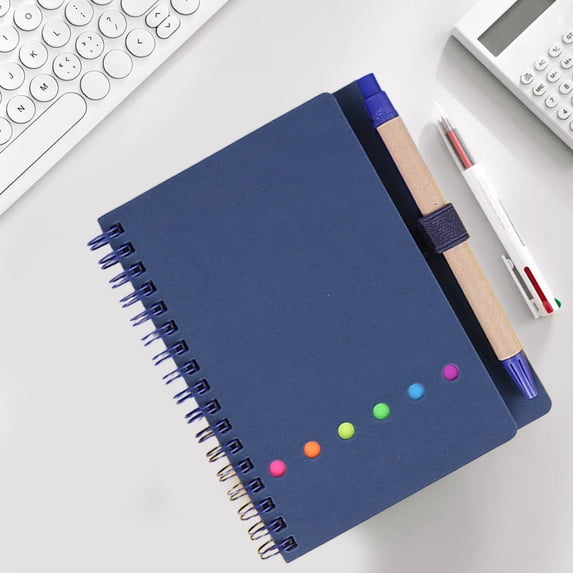Gallickan Spiral Notebook, Coil Binding with Adhesive Notes Index Tabs, Creative Combo for Office or Ad Organization, Blue