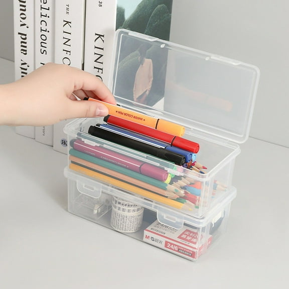 Gallickan Storage Containers, Plastic Clear Boxes with Snap-tight Lid Stackable Design And Stylish Office Supplies Storage Organizer Box, Clear