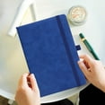 thumbnail image 1 of Gallickan Strap Closure Notepad, A5 Study Planner for Daily Notes, 200 Page Thick Paper Notebook Journal with Elastic, Dark Blue, 1 of 6