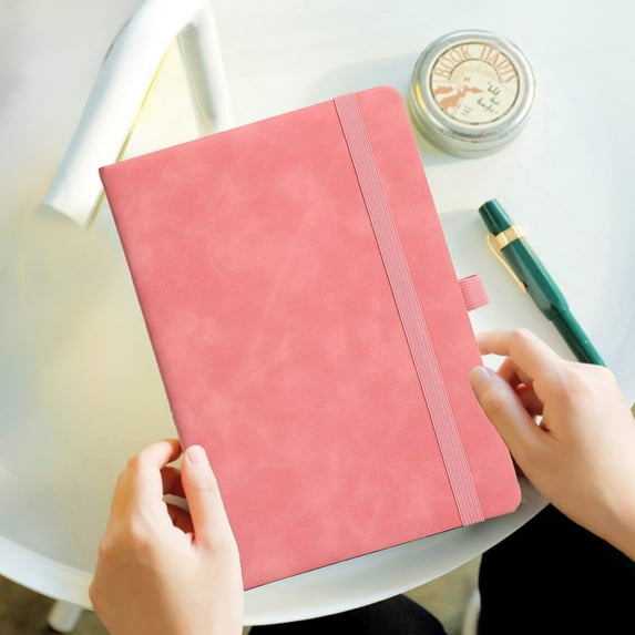Gallickan Strap Closure Notepad, A5 Study Planner for Daily Notes, 200 Page Thick Paper Notebook Journal with Elastic, Pink