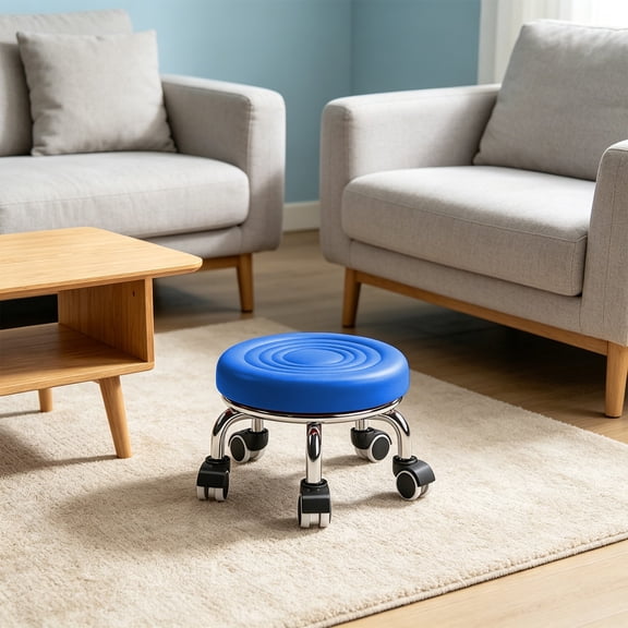 Gallickan Swivel-Wheel Low Stool, Home Plastic Casters Movable Seat, Compact Living Room Rolling Ottoman for Shoes, Foot Rest, 15.7x8.66in