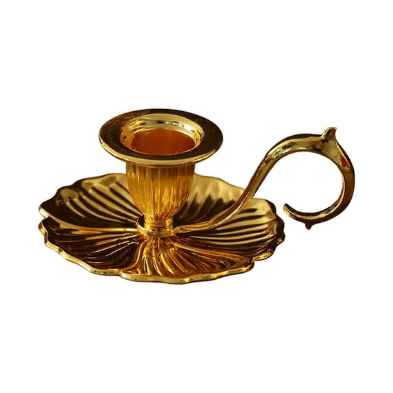 Gallickan Taper Candlestick, Vintage Metal Candle Holder, Brass Finish, Holiday Table Decor for Christmas, Thanksgiving, and Wedding, Gold