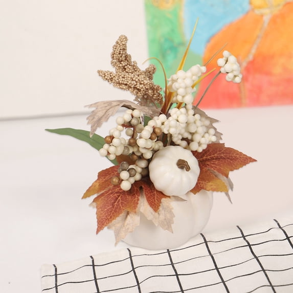 Gallickan Thanksgiving Artificial Fall Decorations, Fall Pumpkin Maple Leaf Decorations for Home Table Wedding DIY Farmhouse Table Halloween Thanksgiving Decor, B
