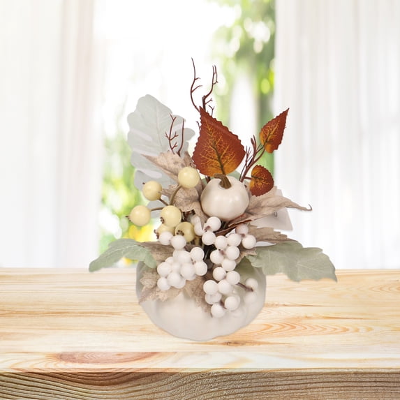 Gallickan Thanksgiving Artificial Fall Decorations, Fall Pumpkin Maple Leaf Decorations for Home Table Wedding DIY Farmhouse Table Halloween Thanksgiving Decor, A