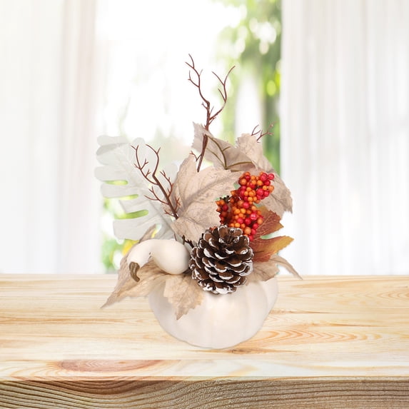 Gallickan Thanksgiving Artificial Fall Decorations, Fall Pumpkin Maple Leaf Decorations for Home Table Wedding DIY Farmhouse Table Halloween Thanksgiving Decor, C