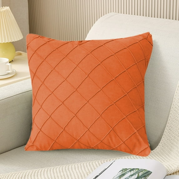 Gallickan Throw Pillow Set, Pattern Suede Fabric Cover with Insert, 16.5 Inch Decorative Cushion for Sofa Bed Outdoor, Orange