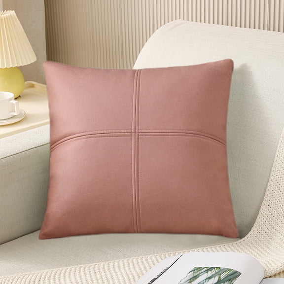 Gallickan Throw Pillows for Couch 18x18, Cross Patch Pillow with Insert, Decorative Solid Color Throw Pillow for Modern Couch Sofa Bedroom Living Room Car Chair, Pink