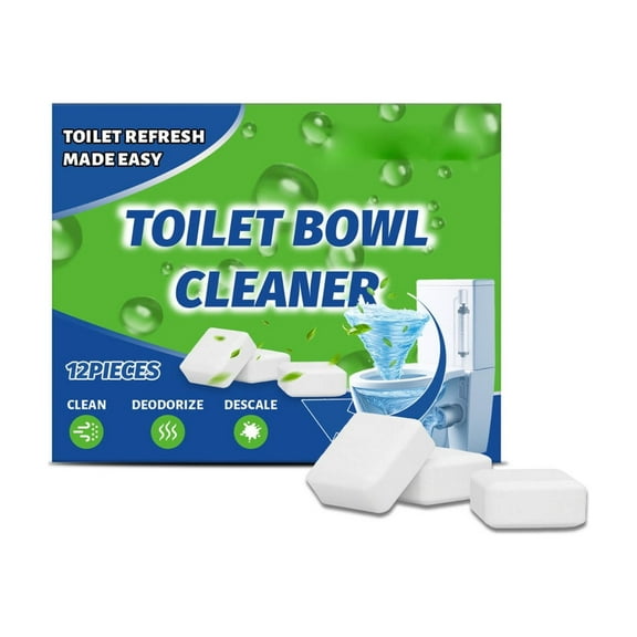 Gallickan Toilet Cleaner Tablets, 12 Count Mint Scented Cleaning Pods, Daily Bowl Cleaner and Freshener, for Removing Stains and Odors, Bathroom Maintenance, Green