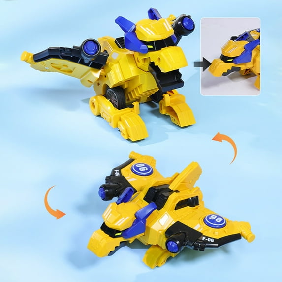 Elainilye Transforming Car Dinosaur Toy for Kids 2-5, Dinosaur Toy Car for Toddlers 1-3, Christmas Birthday Gifts for Boys Age 4-6, Yellow