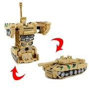 Gallickan Transforming Tanker Robot Toy for Kids 2-5, Robot Car Toy 2 in 1 Deformation Car, Kids Military Toys, Gifts for 3 4 5 6 Year Old Boy, Brown